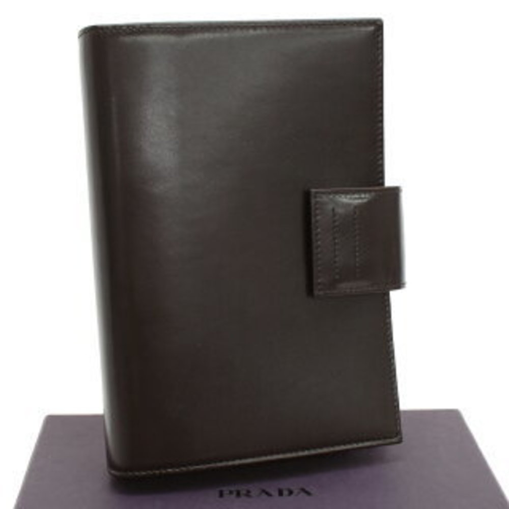 Prada Book Case Brown Leather